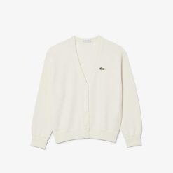 Pullovers | LACOSTE Cardigan Col V Femme Lacoste En Coton Biologique