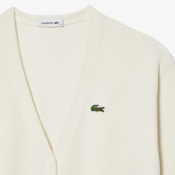 Pullovers | LACOSTE Cardigan Col V Femme Lacoste En Coton Biologique