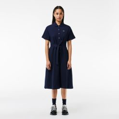 Robes & Jupes | LACOSTE Robe Polo Avec Ceinture Femme Lacoste En Petit Pique Souple