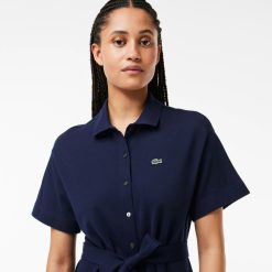 Robes & Jupes | LACOSTE Robe Polo Avec Ceinture Femme Lacoste En Petit Pique Souple