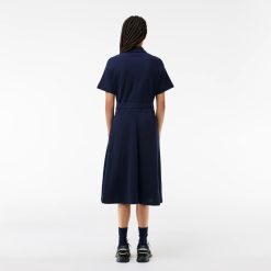 Robes & Jupes | LACOSTE Robe Polo Avec Ceinture Femme Lacoste En Petit Pique Souple