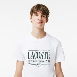 T-Shirts | LACOSTE T-Shirt Homme Regular Fit En Jersey Avec Inscription Lacoste