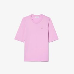 T-Shirts | LACOSTE T-Shirt A Col Rond Et Manches Trois-Quarts En Coton Uni