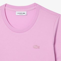 T-Shirts | LACOSTE T-Shirt A Col Rond Et Manches Trois-Quarts En Coton Uni