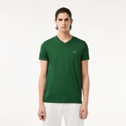 T-Shirts | LACOSTE T-Shirt Col V En Jersey De Coton Pima Uni