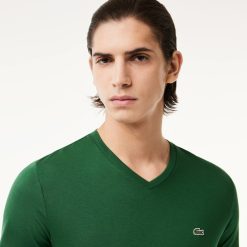 T-Shirts | LACOSTE T-Shirt Col V En Jersey De Coton Pima Uni