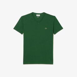 T-Shirts | LACOSTE T-Shirt Col V En Jersey De Coton Pima Uni