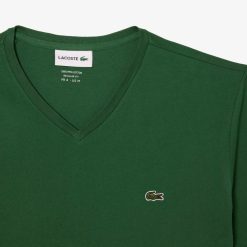 T-Shirts | LACOSTE T-Shirt Col V En Jersey De Coton Pima Uni