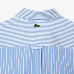 Chemises & Hauts | LACOSTE Chemise Unie Lacoste A Rayures Avec Grand Crocodile En Coton