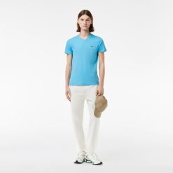 T-Shirts | LACOSTE T-Shirt Col V En Jersey De Coton Pima Uni