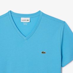 T-Shirts | LACOSTE T-Shirt Col V En Jersey De Coton Pima Uni