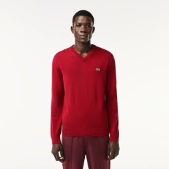 Pullovers | LACOSTE Pull A Col V En Coton Biologique Uni