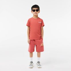 Vetements Garcon | LACOSTE Short Avec Imprime Lacoste En Molleton Non Gratte