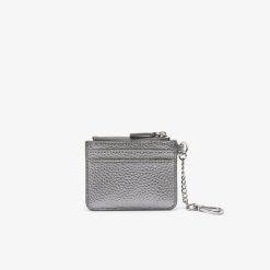 Portefeuilles & Petite Maroquinerie | LACOSTE Porte-Cartes Femme Origin Croc Lacoste Avec Mousqueton En Cuir Graine