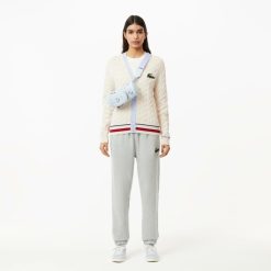 Pullovers | LACOSTE Cardigan Torsade Col V Unie Lacoste En Coton Biologique