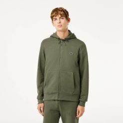 Sweatshirts | LACOSTE Sweatshirt Jogger Zippe Homme En Molleton Lacoste Avec Poche Kangourou