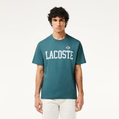 T-Shirts | LACOSTE T-Shirt En Coton Avec Imprime Et Badge Contraste