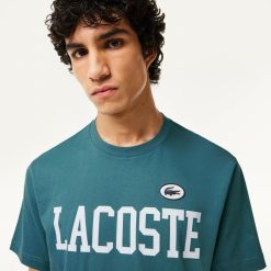 T-Shirts | LACOSTE T-Shirt En Coton Avec Imprime Et Badge Contraste