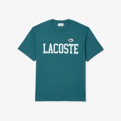 T-Shirts | LACOSTE T-Shirt En Coton Avec Imprime Et Badge Contraste