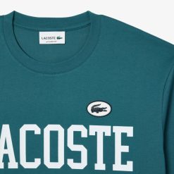 T-Shirts | LACOSTE T-Shirt En Coton Avec Imprime Et Badge Contraste