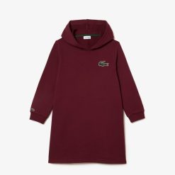 Vetements Fille | LACOSTE Robe Sweatshirt A Capuche En Molleton De Coton