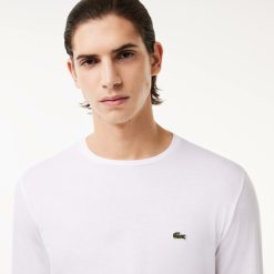 T-Shirts | LACOSTE T-Shirt Col Rond Manches Longues En Jersey De Coton Pima Uni