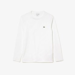 T-Shirts | LACOSTE T-Shirt Col Rond Manches Longues En Jersey De Coton Pima Uni