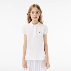 Vetements Fille | LACOSTE Polo Fille Lacoste En Mini Pique Avec Col Festonne