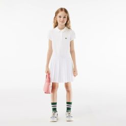 Vetements Fille | LACOSTE Polo Fille Lacoste En Mini Pique Avec Col Festonne