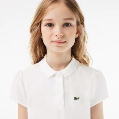 Vetements Fille | LACOSTE Polo Fille Lacoste En Mini Pique Avec Col Festonne