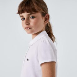 Vetements Fille | LACOSTE Polo Fille Lacoste En Mini Pique Avec Col Festonne