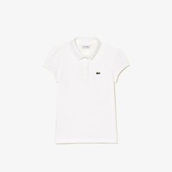 Vetements Fille | LACOSTE Polo Fille Lacoste En Mini Pique Avec Col Festonne