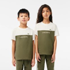 Vetements Fille | LACOSTE T-Shirt Enfant Color-Block Lacoste En Jersey De Coton Biologique