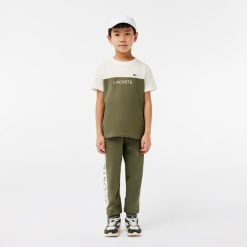 Vetements Fille | LACOSTE T-Shirt Enfant Color-Block Lacoste En Jersey De Coton Biologique