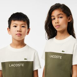 Vetements Fille | LACOSTE T-Shirt Enfant Color-Block Lacoste En Jersey De Coton Biologique