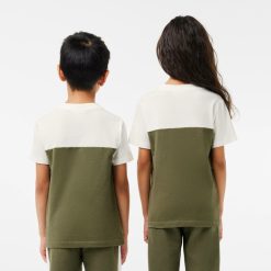 Vetements Fille | LACOSTE T-Shirt Enfant Color-Block Lacoste En Jersey De Coton Biologique