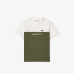 Vetements Fille | LACOSTE T-Shirt Enfant Color-Block Lacoste En Jersey De Coton Biologique