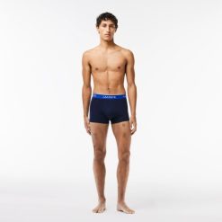 Sous-Vetements & Vetements D'Interieur | LACOSTE Lot De 3 Boxers Courts Casual Marine Avec Ceinture Contrastee