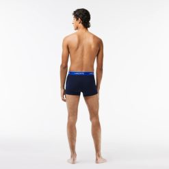 Sous-Vetements & Vetements D'Interieur | LACOSTE Lot De 3 Boxers Courts Casual Marine Avec Ceinture Contrastee