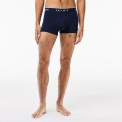 Sous-Vetements & Vetements D'Interieur | LACOSTE Lot De 3 Boxers Courts Casual Marine Avec Ceinture Contrastee