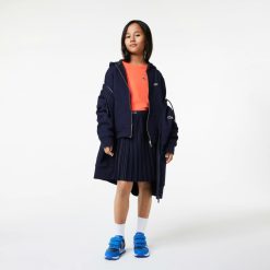 Vetements Fille | LACOSTE Sweatshirt Zippe A Capuche Enfant Lacoste Avec Poche Kangourou