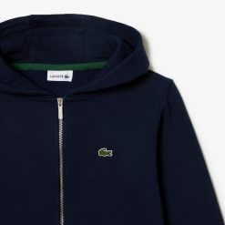 Vetements Fille | LACOSTE Sweatshirt Zippe A Capuche Enfant Lacoste Avec Poche Kangourou