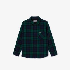 Vetements Garcon | LACOSTE Surchemise A Imprime Carreaux En Flanelle De Coton