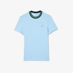 T-Shirts | LACOSTE T-Shirt Avec Col Raye En Mini Pique Stretch