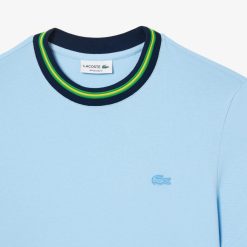 T-Shirts | LACOSTE T-Shirt Avec Col Raye En Mini Pique Stretch