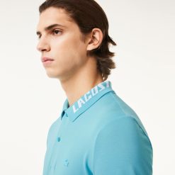 Polos | LACOSTE Polo Homme Slim Fit En Pique Stretch Avec Marquage Lacoste