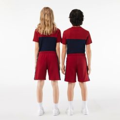 Vetements Fille | LACOSTE Short Enfant Lacoste A Bandes Colorees En Coton Biologique