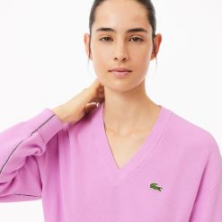 Pullovers | LACOSTE Pull Col V Femme Lacoste En Coton Biologique