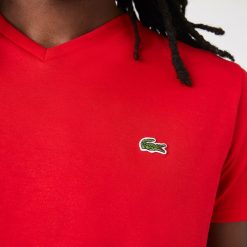 T-Shirts | LACOSTE T-Shirt Col V En Jersey De Coton Pima Uni