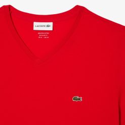 T-Shirts | LACOSTE T-Shirt Col V En Jersey De Coton Pima Uni